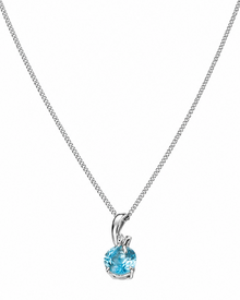 Blue Topaz & Diamond Twist Pendant on 9ct Gold