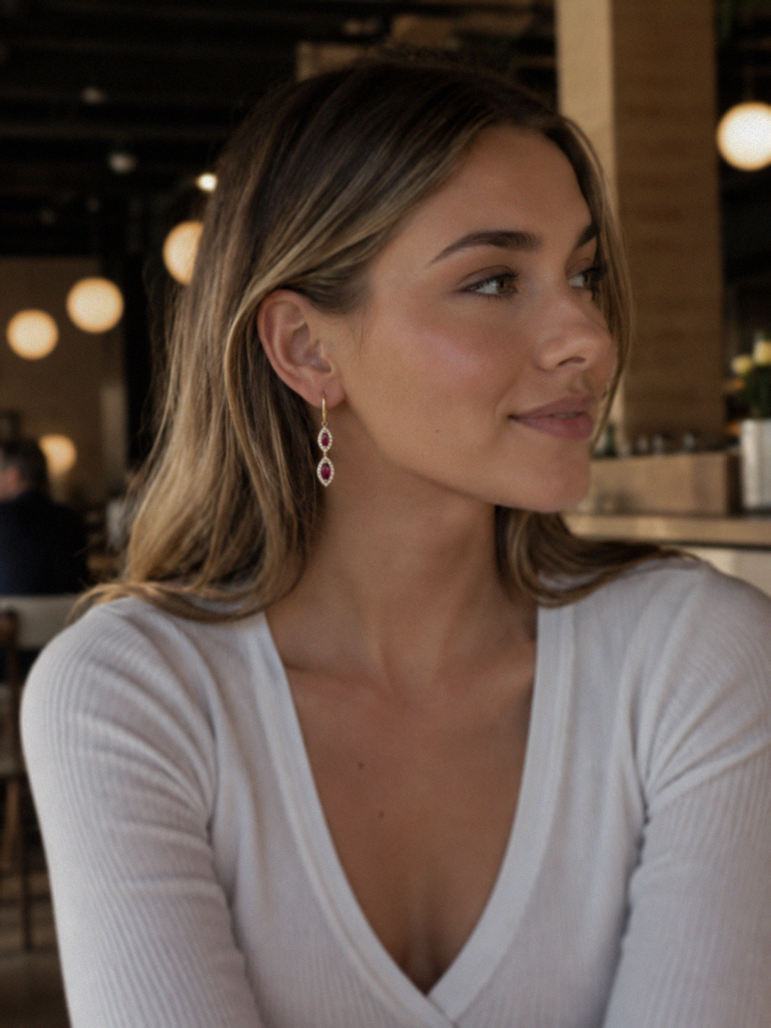 Marquise Double Drop Ruby & Diamond Earrings