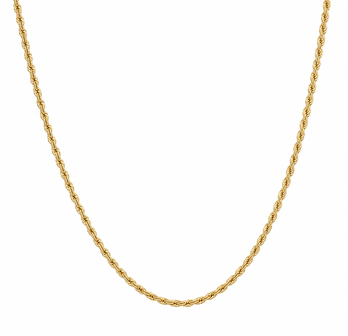 9ct Yellow Gold 2.2mm Hollow Rope Chain Necklace 16–22 Inch