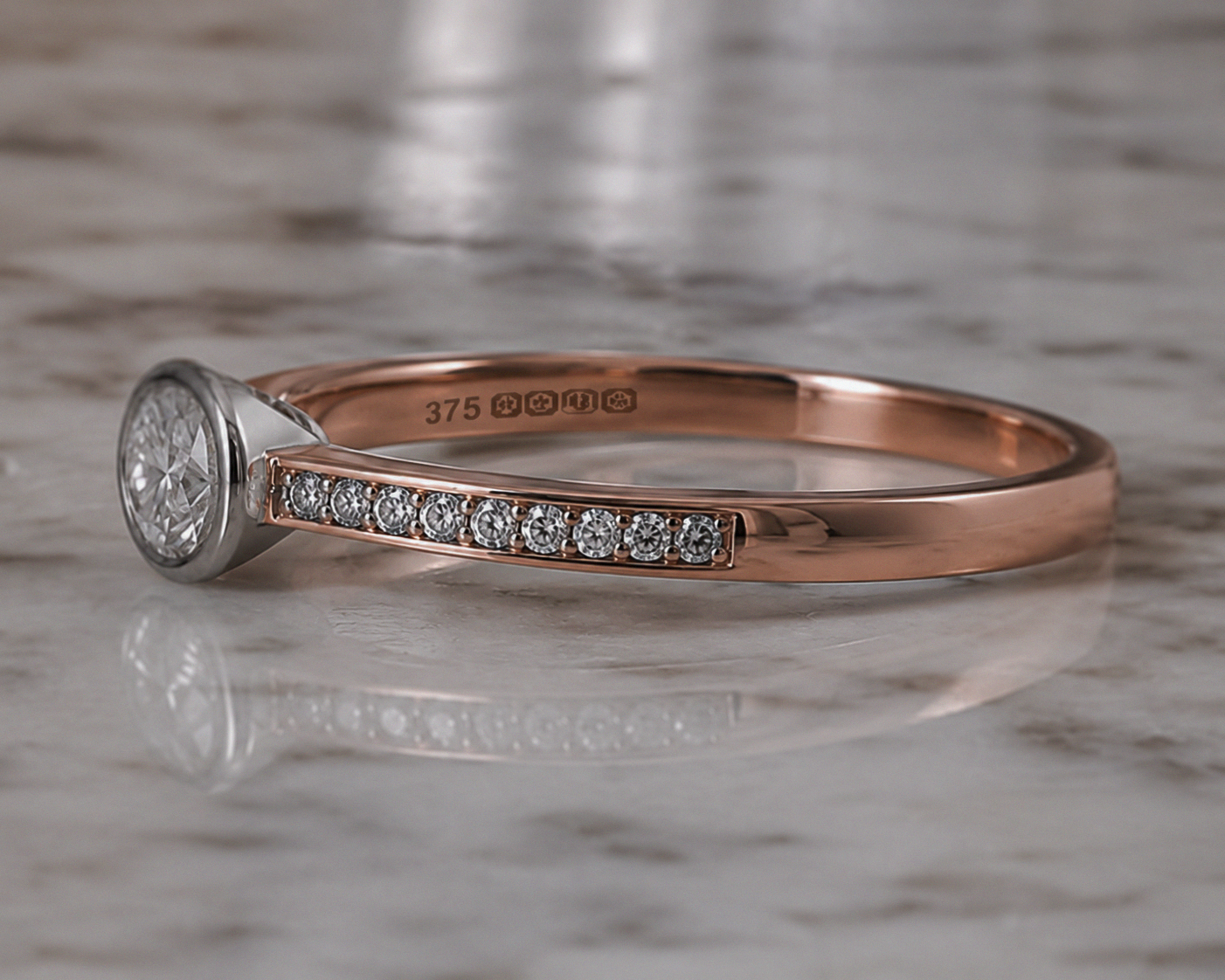 9ct Rose & White Gold Channel-Set Diamond Engagement Ring