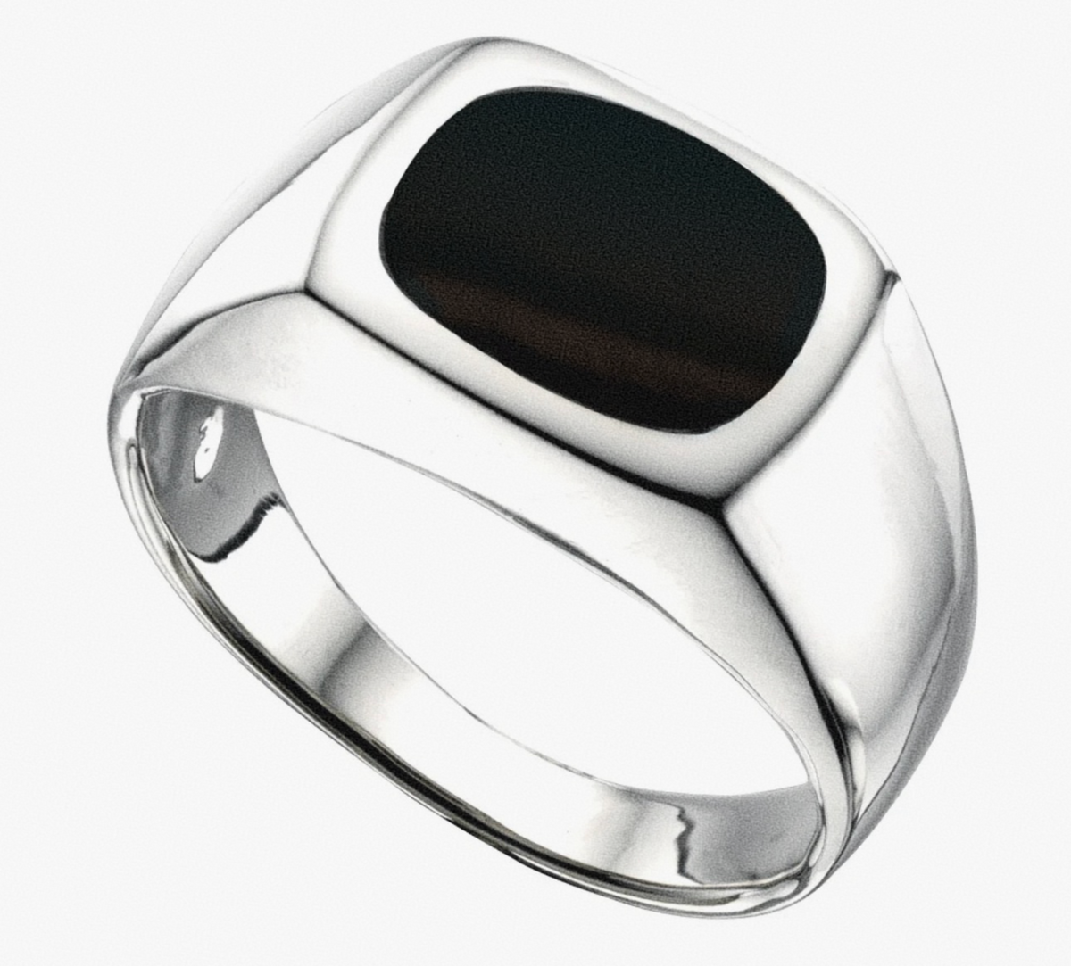 Sterling Silver Black Natural Onyx Signet Ring