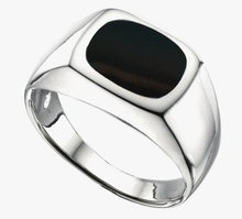 Sterling Silver Black Natural Onyx Signet Ring
