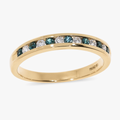18ct Yellow Gold Teal Sapphire & Diamond Eternity Ring