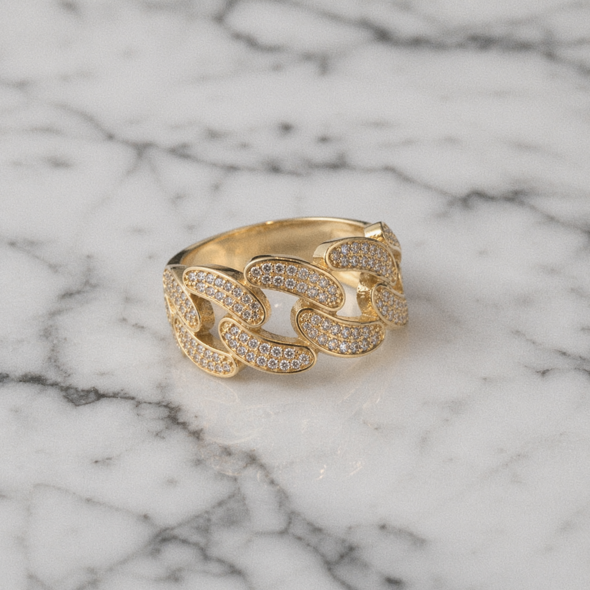 9ct Yellow Gold Interwoven CZ Men’s Ring – Bold Statement Design