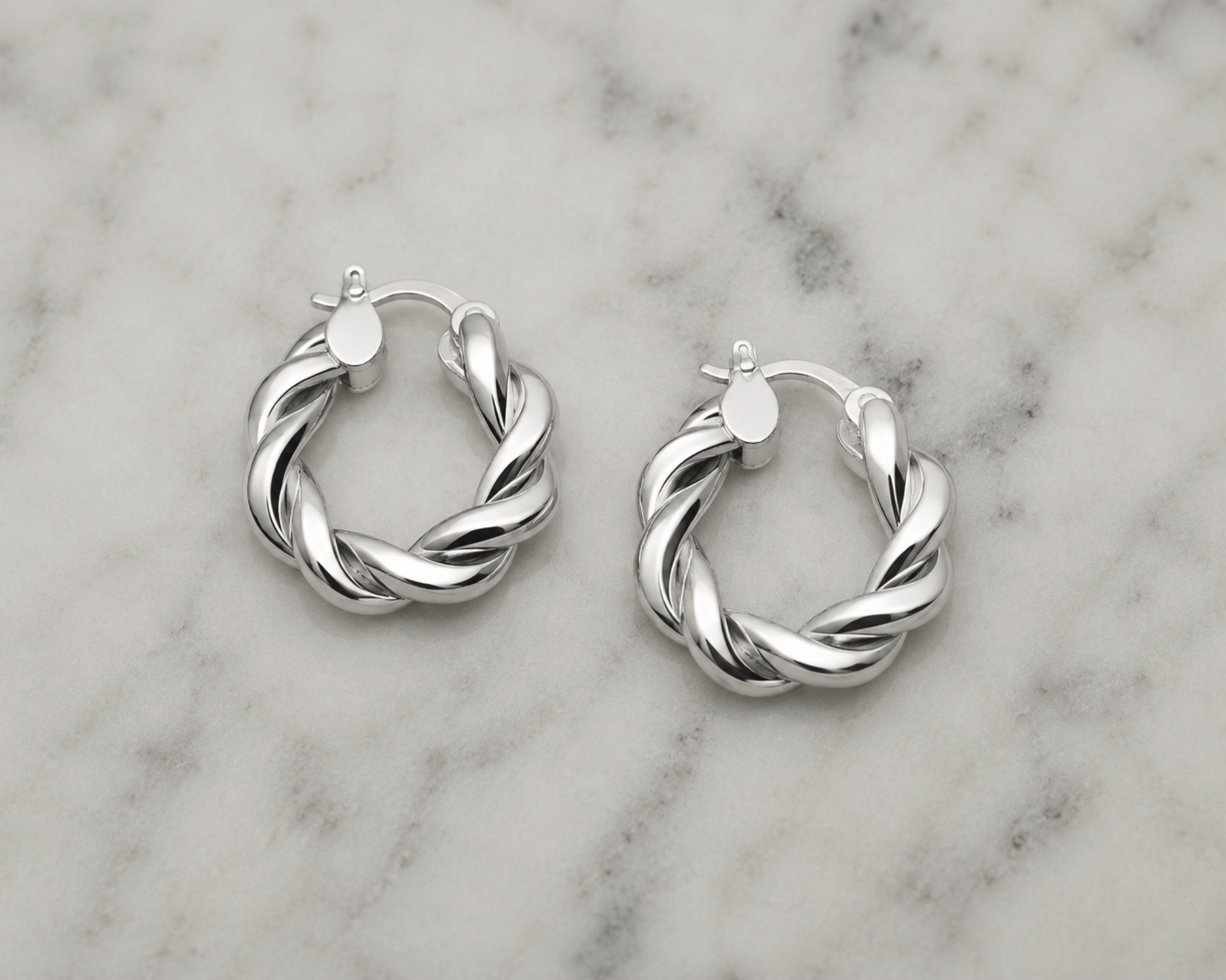 Chunky Rope Twist Hoop Earrings – Sterling Silver