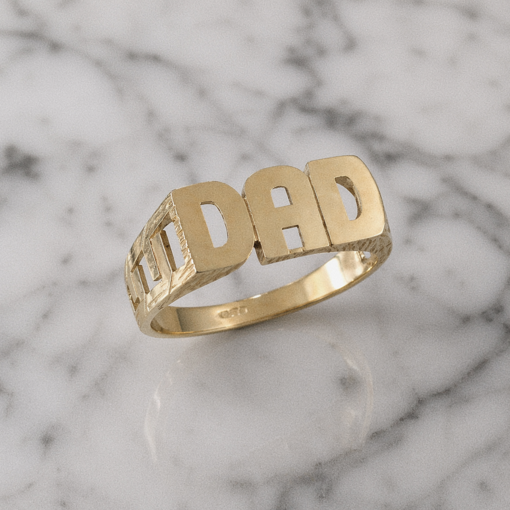 9ct Yellow Gold "Dad" ID style Ring - 8mm