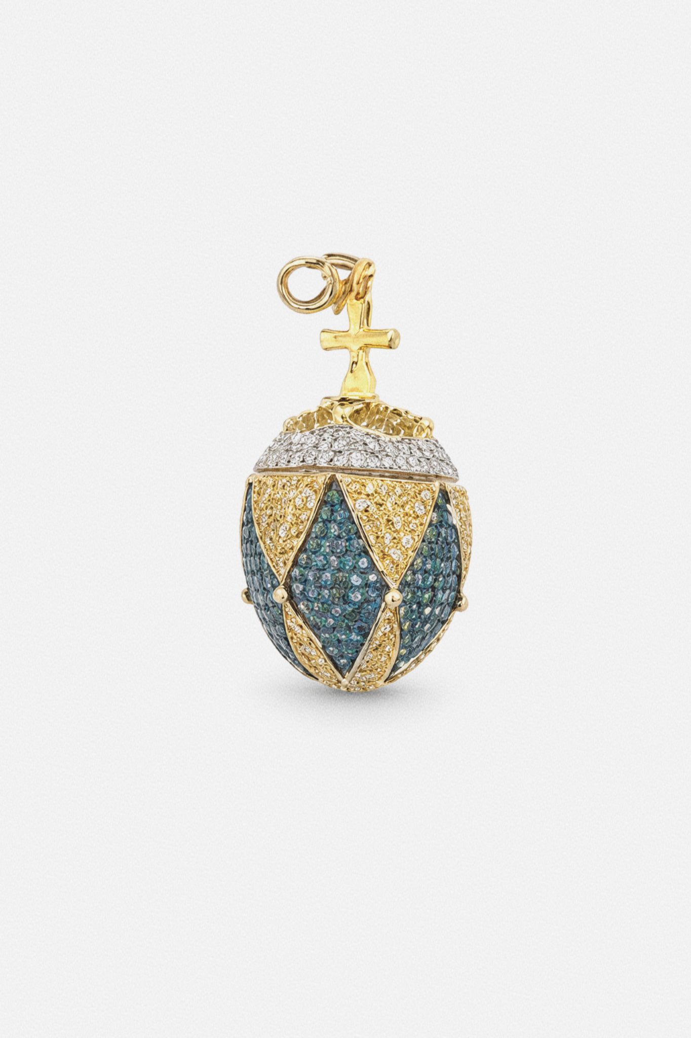18ct White Gold 3ct diamond Fabergé Egg Charm Pendant.