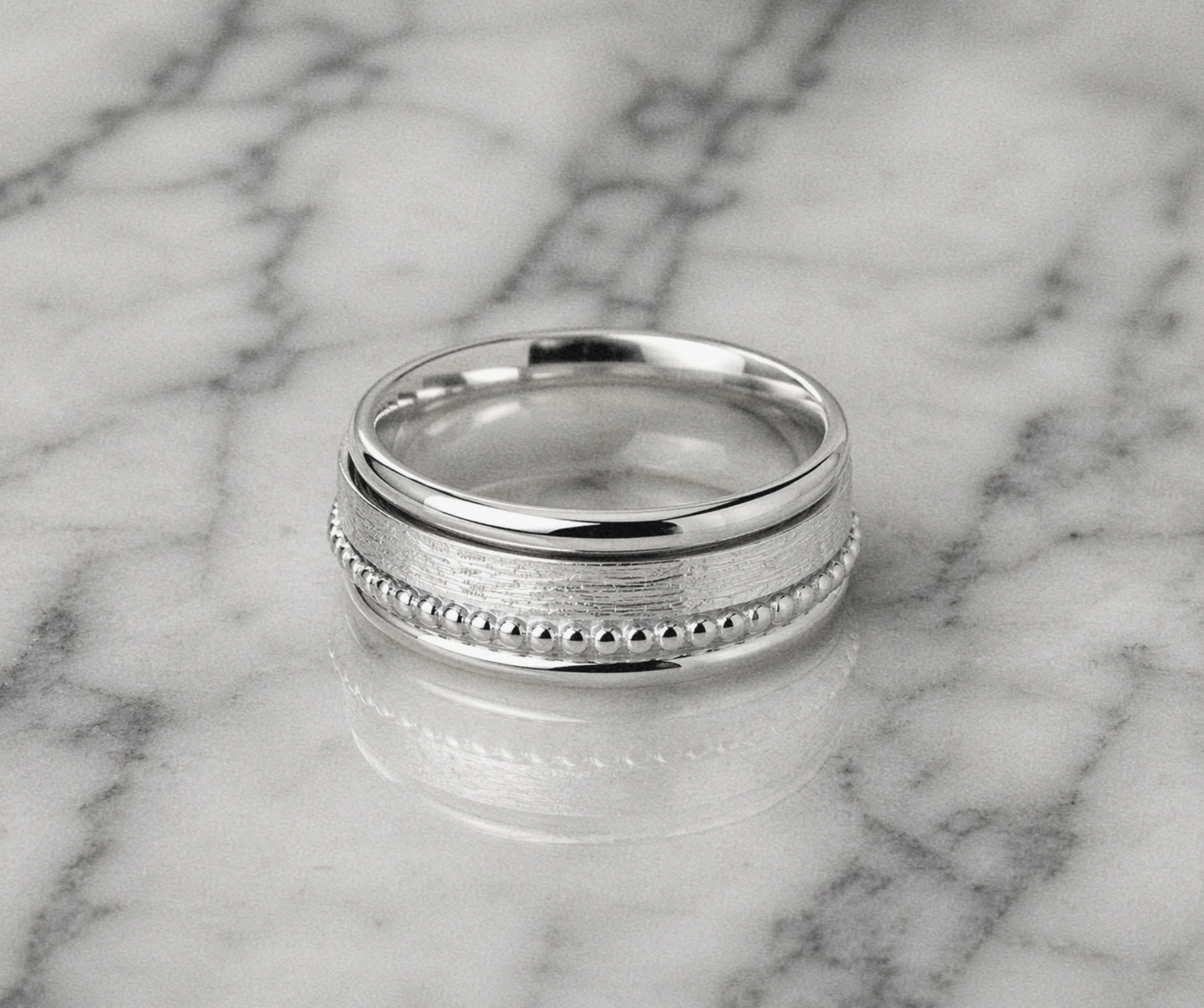 Sterling Silver Multi Texture Spinner Ring
