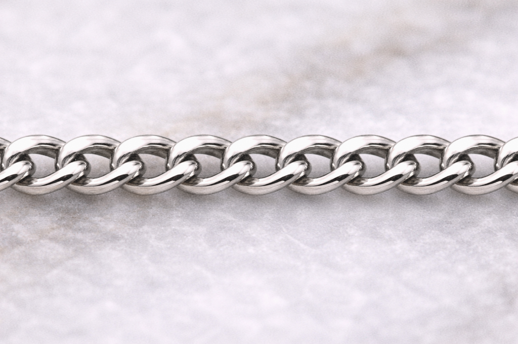 9ct White Gold 0.6mm Curb Chain - 46cm
