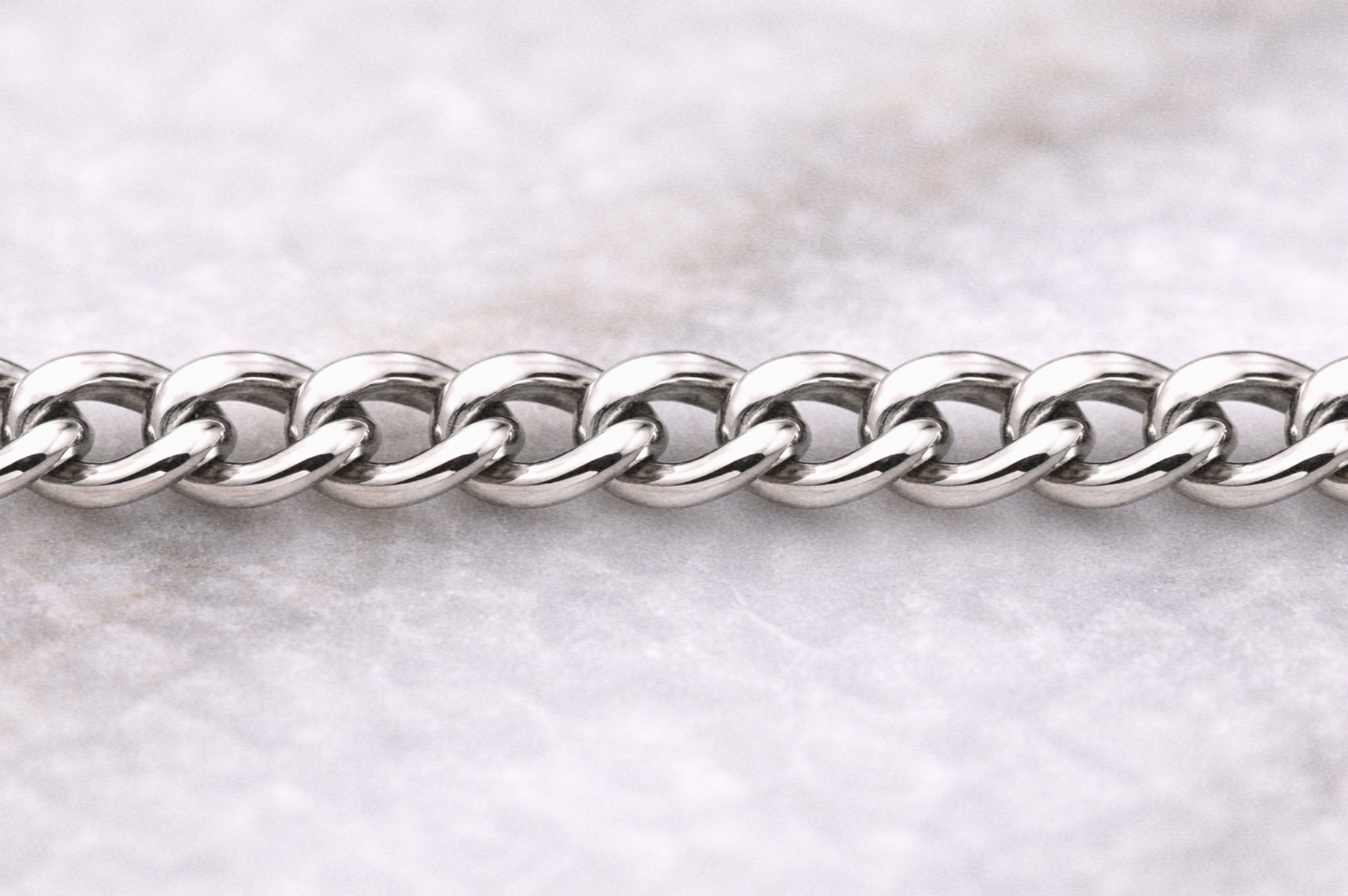 9ct White Gold 0.6mm Curb Chain - 46cm