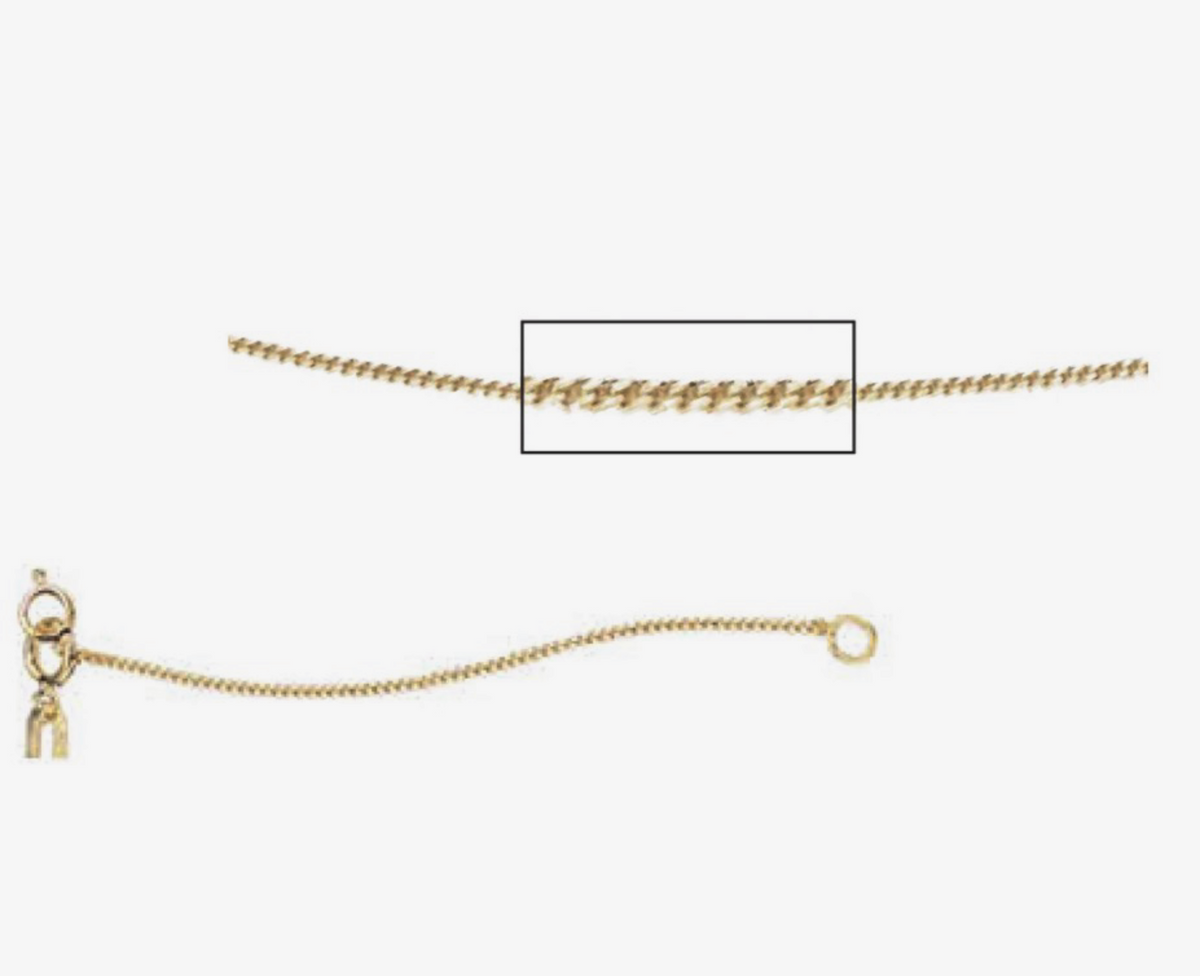 9ct Yellow Gold 0.8mm Diamond Cut Curb Chain