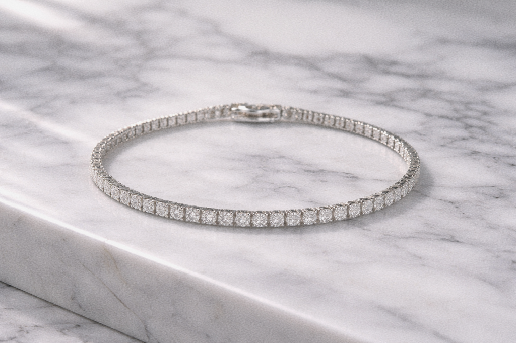 9ct White Gold 3.21ct Lab-Grown Diamond Tennis Bracelet