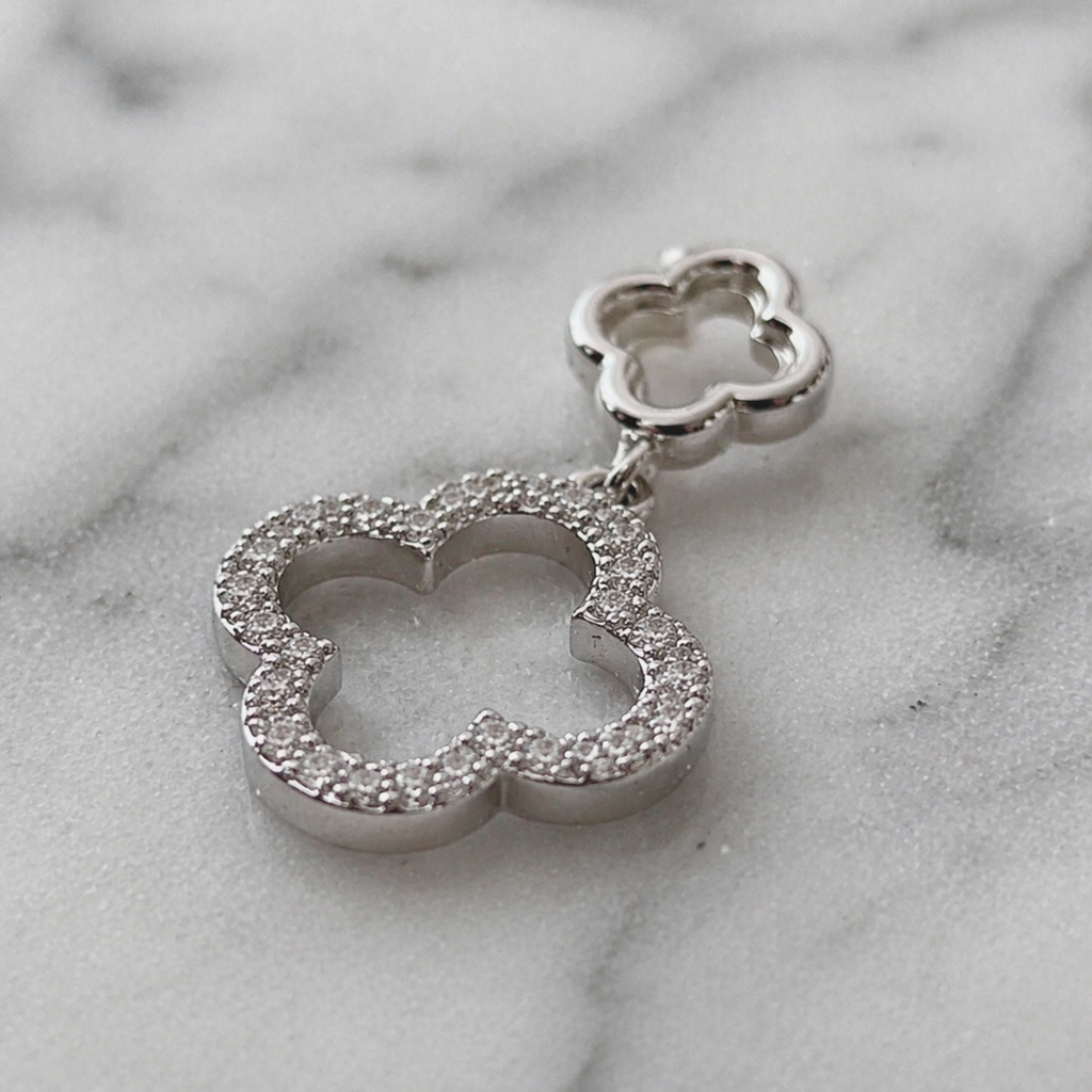 9ct White Gold Diamond Quatrefoil Pendant