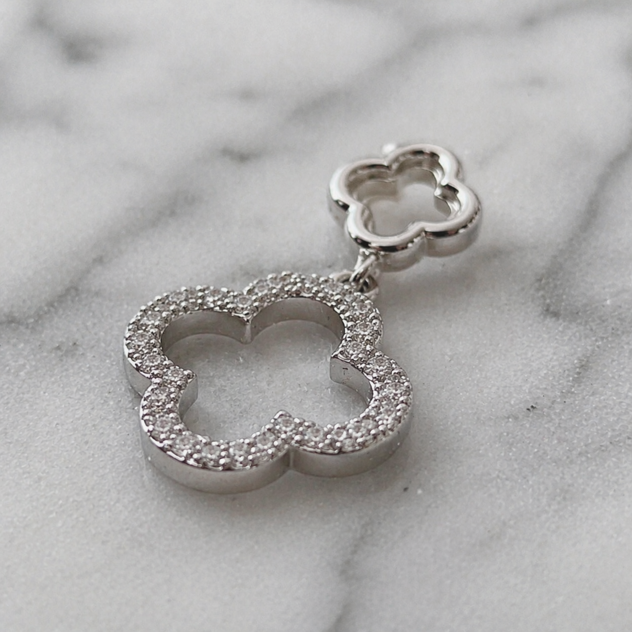 9ct White Gold Diamond Quatrefoil Pendant