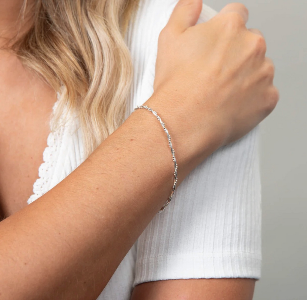 Sterling Silver Twisted Chain Charm Bracelet
