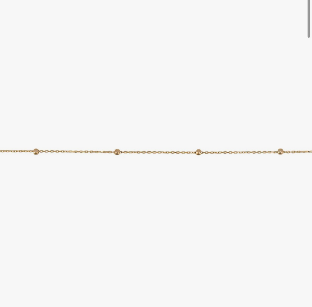 9ct Gold Ball Station Charm Bracelet - 2mm