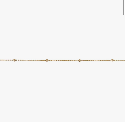 9ct Gold Ball Station Charm Bracelet - 2mm