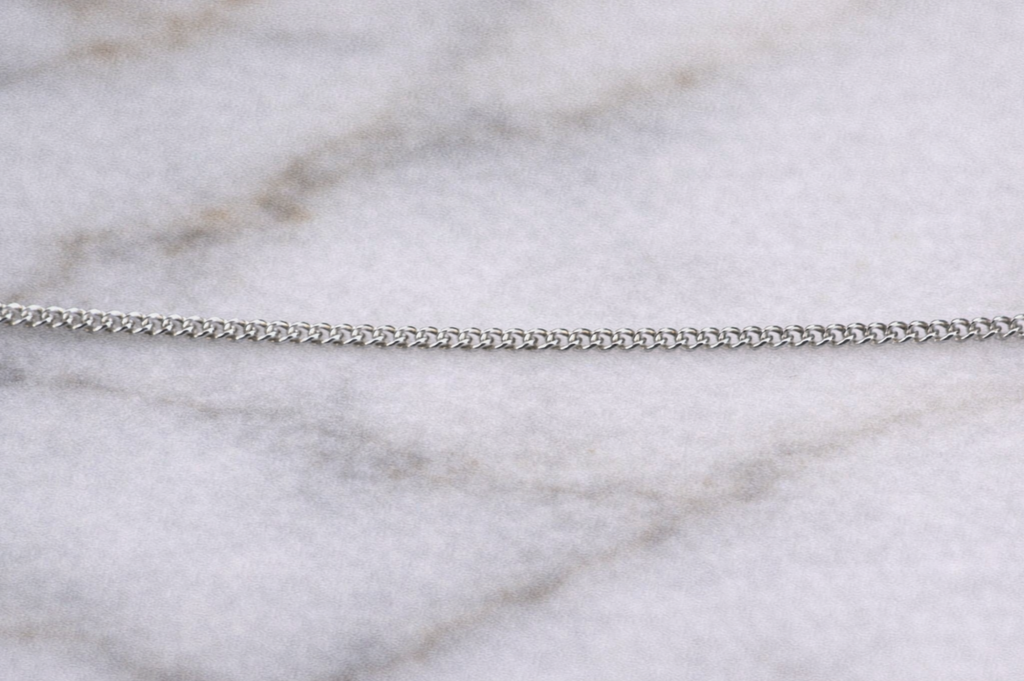 9ct White Gold 0.6mm Curb Chain - 46cm