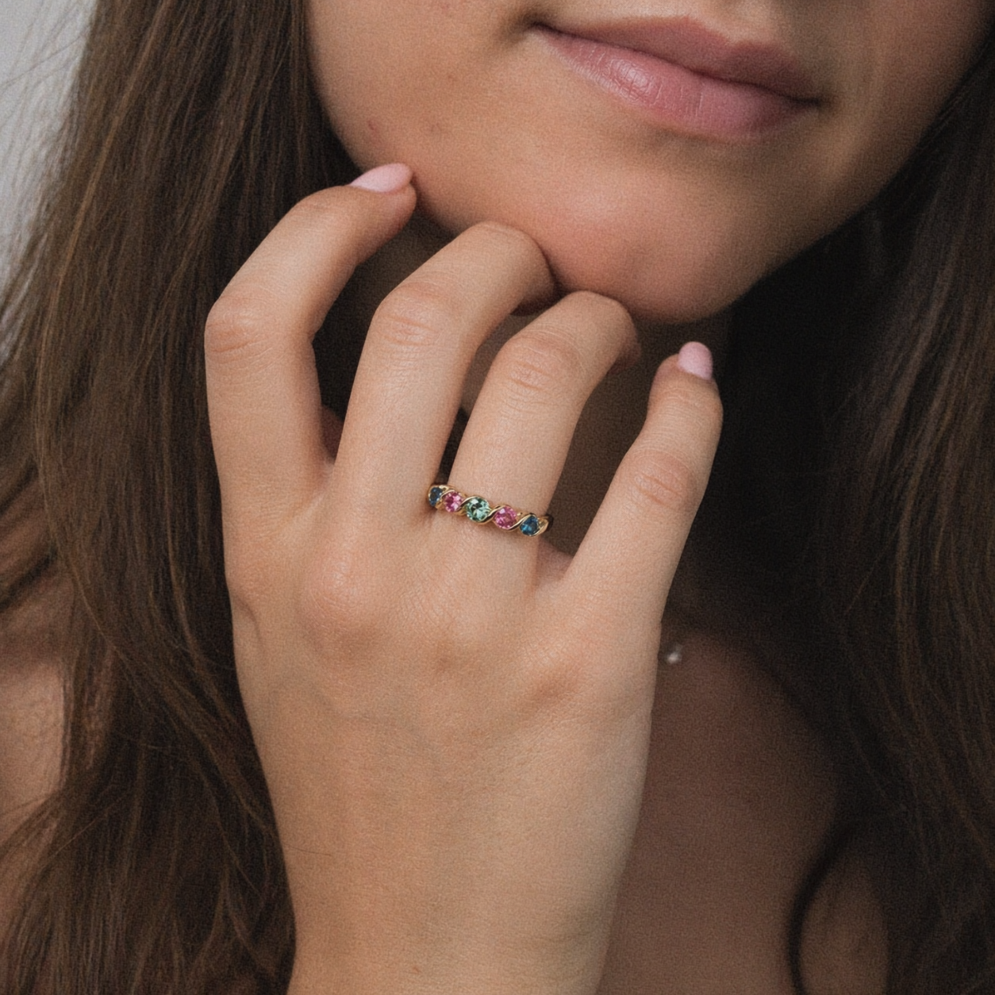 9ct Yellow Gold Multi-Gemstone Twist Ring