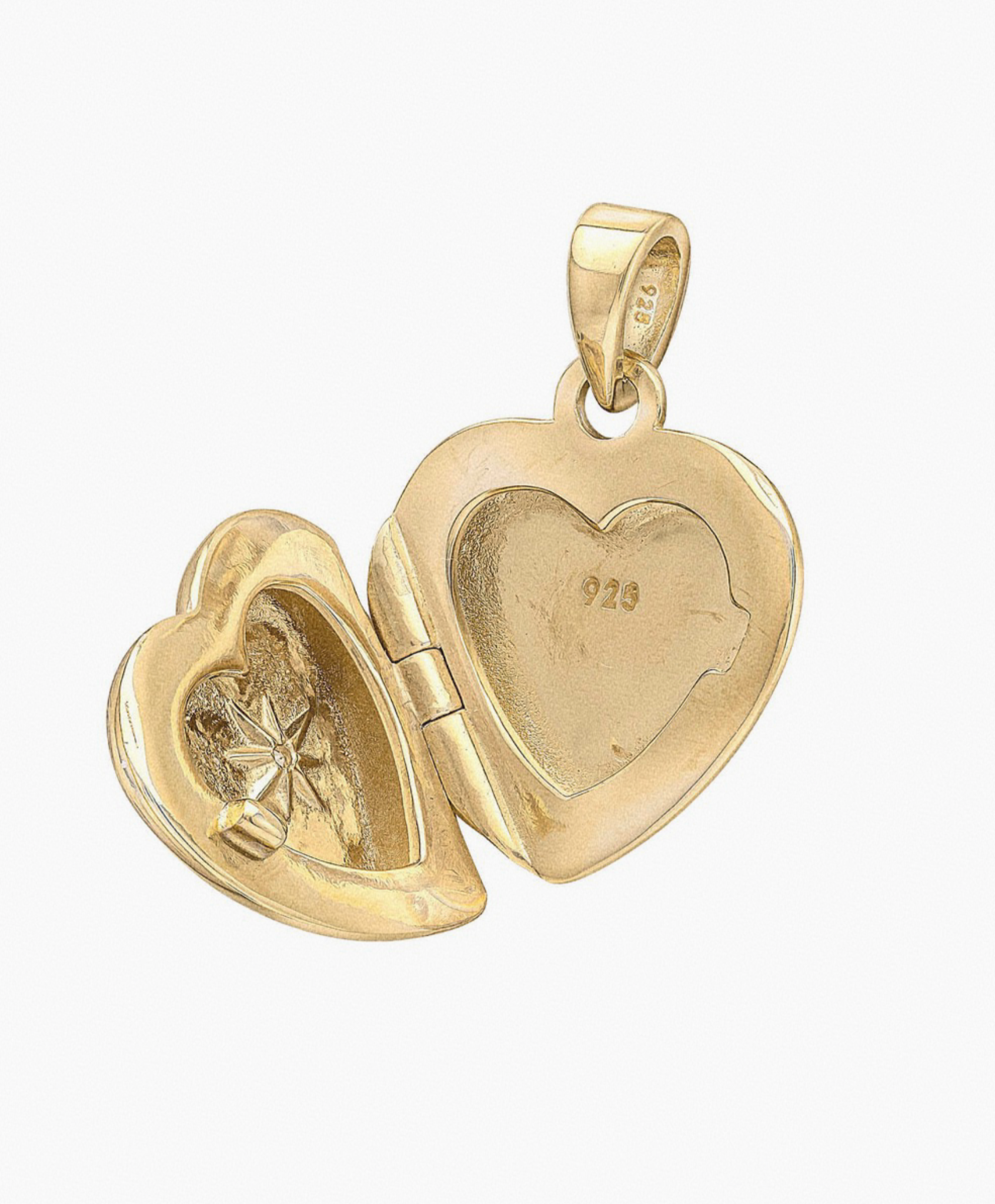 Gold plated Starburst Heart Locket Necklace