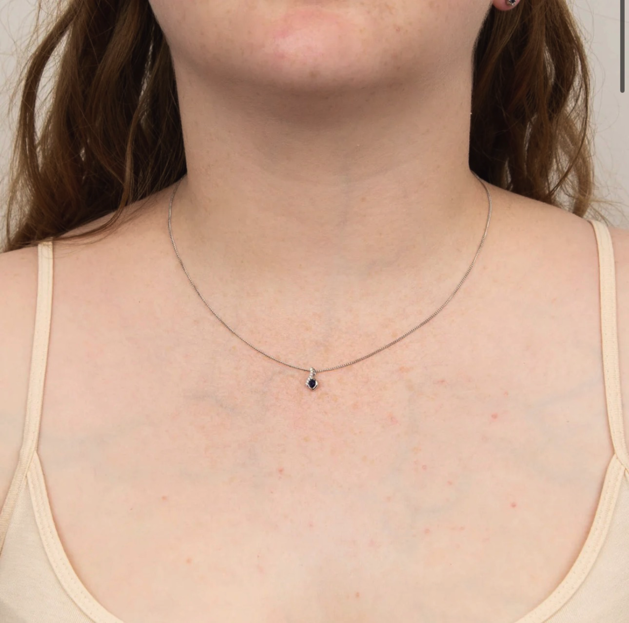 Blue Sapphire & Diamond Swirl Necklace set - 9ct White Gold