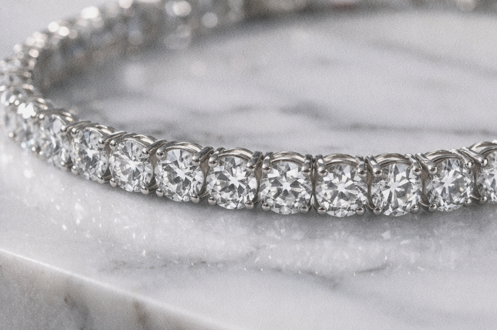 9ct White Gold 8.20ct Lab-Grown Diamond Tennis Bracelet