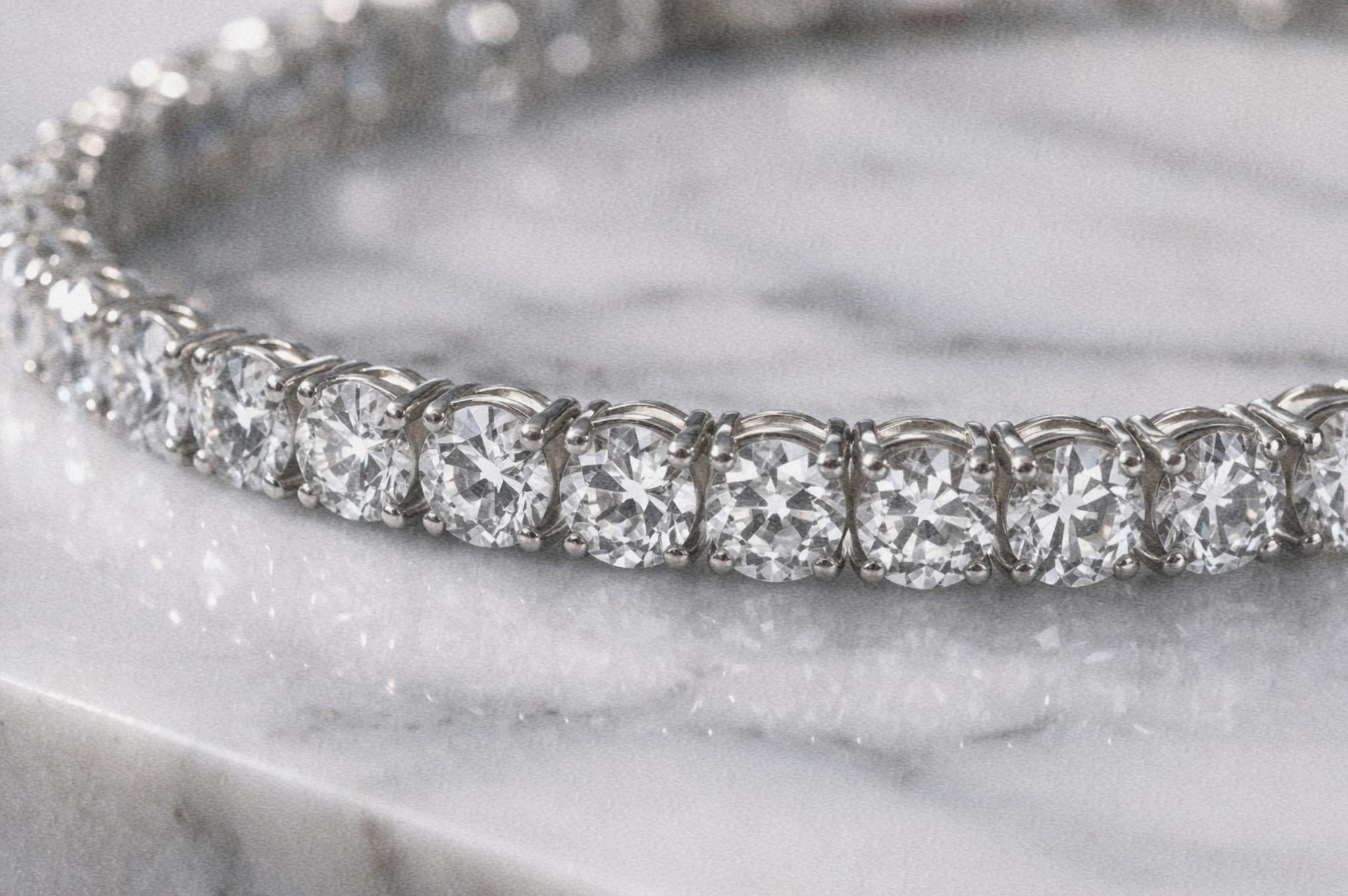 9ct White Gold 8.20ct Lab-Grown Diamond Tennis Bracelet