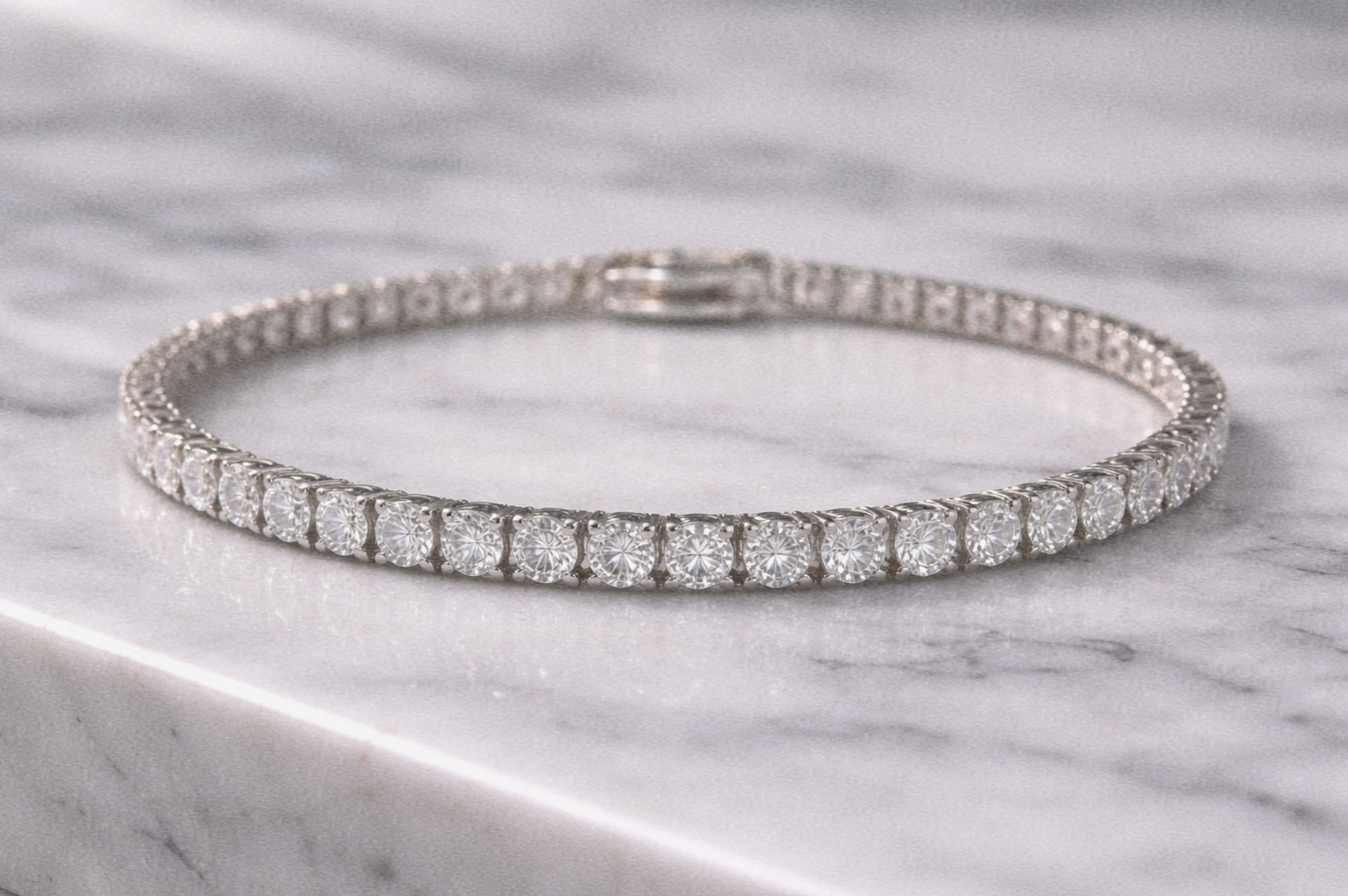9ct White Gold 3.21ct Lab-Grown Diamond Tennis Bracelet