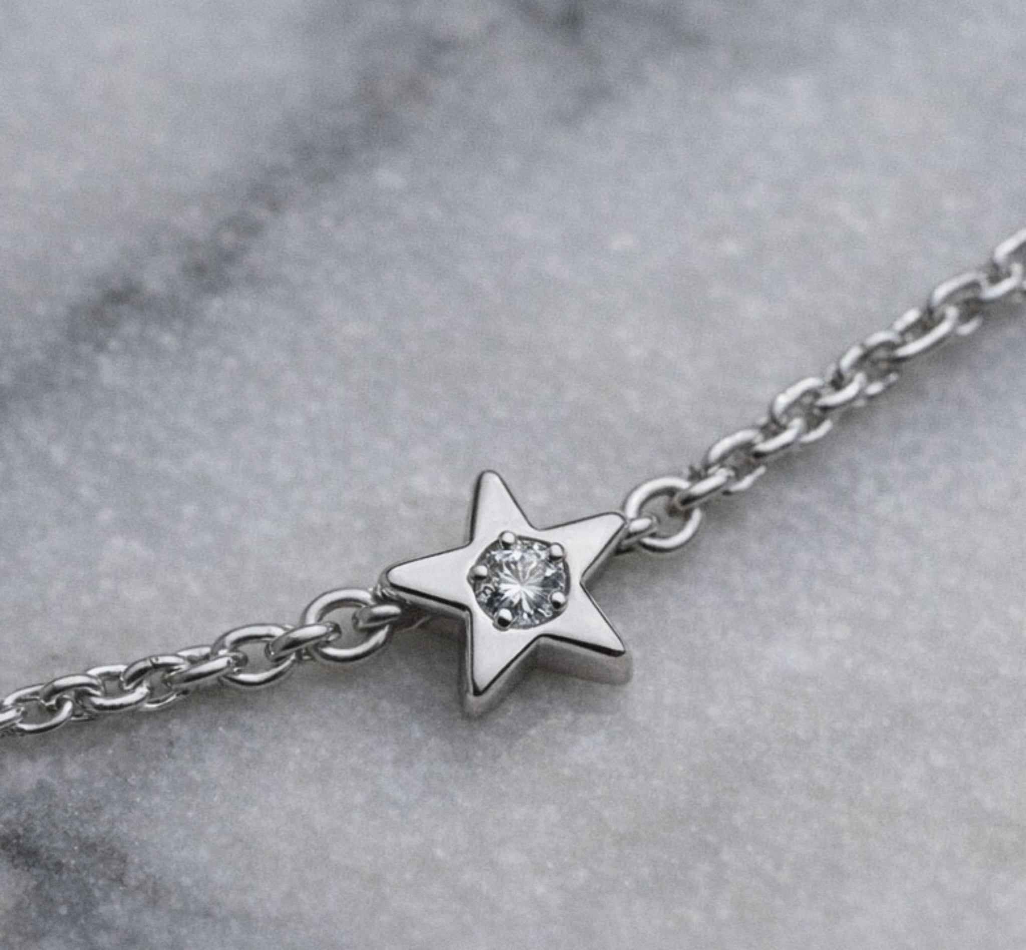 Star Station Necklace Sterling Silver and Diamond