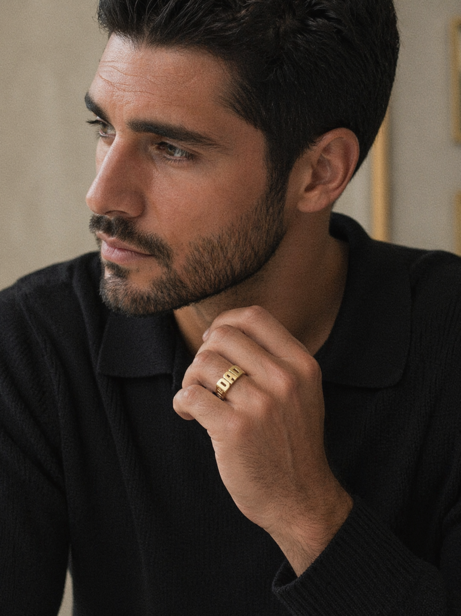 9ct Yellow Gold "Dad" ID style Ring - 8mm