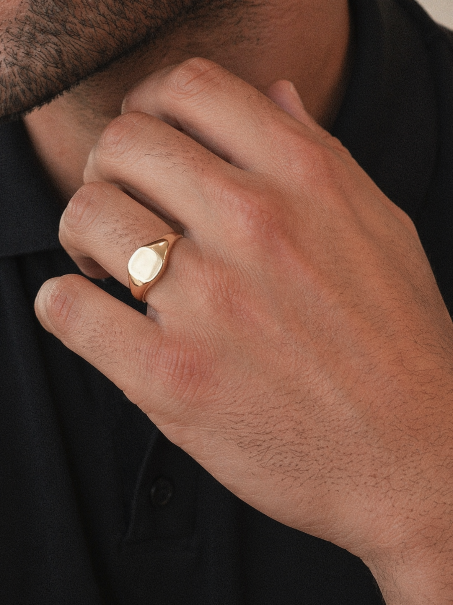 9ct Yellow Gold Cushion Signet Ring - Classic Polished Finish