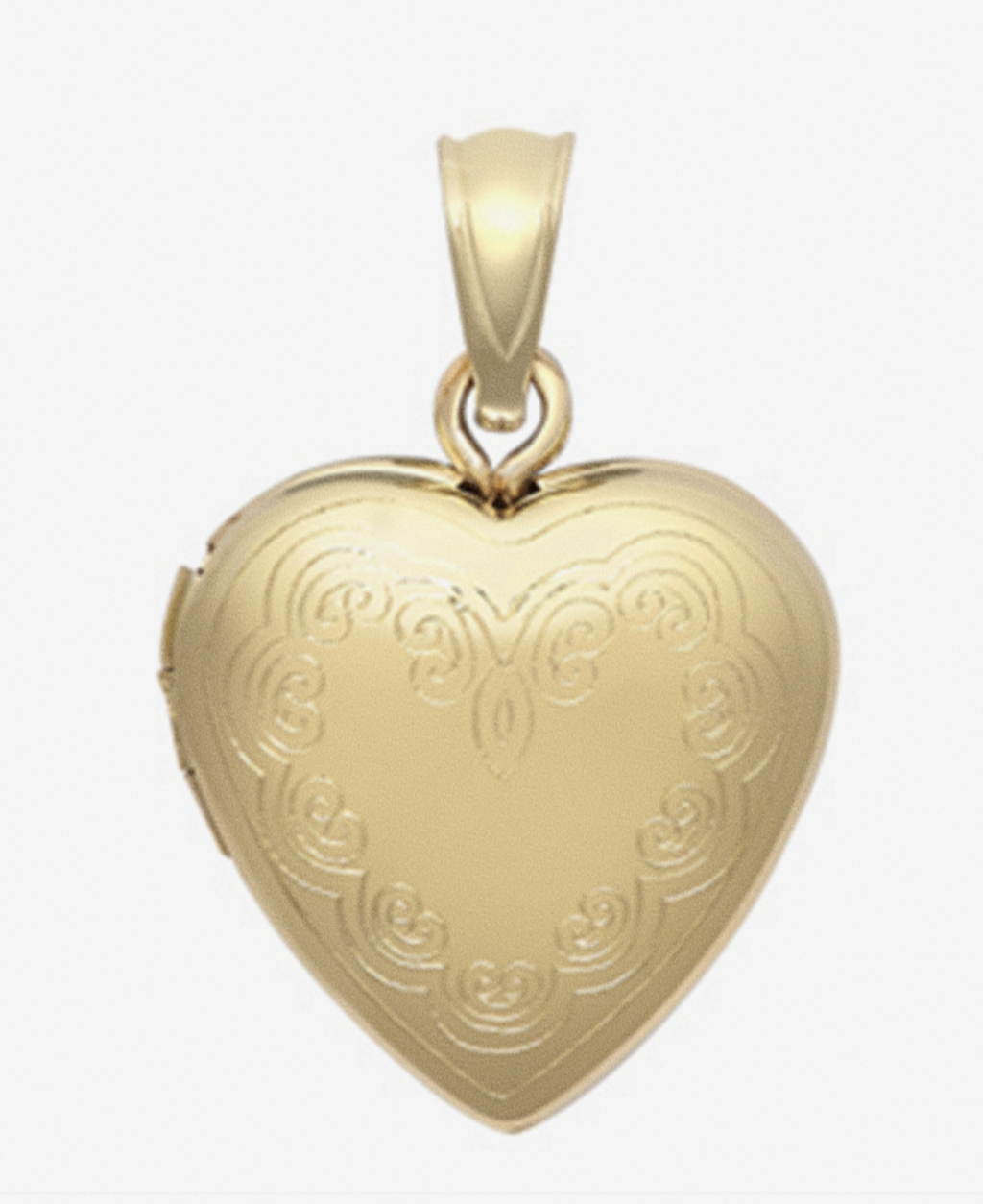 9ct Gold Heart Locket Pendant Engraved Design