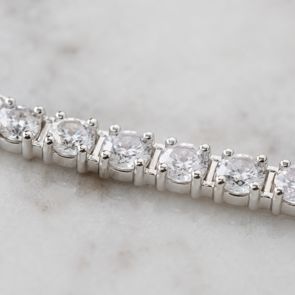 925 Sterling Silver Adjustable Cubic Zirconia Tennis Bracelet