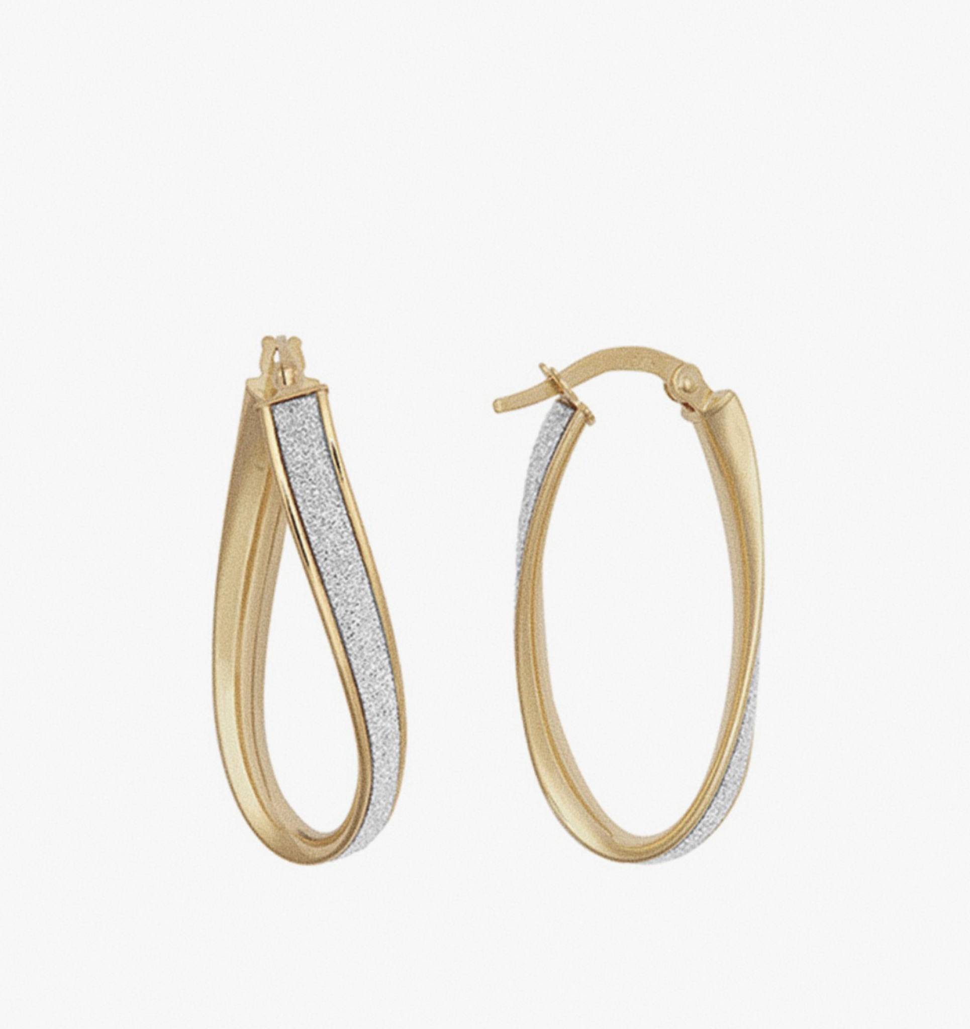 9ct Yellow Gold Twisted Glitter Hoop Earrings 28.5mm