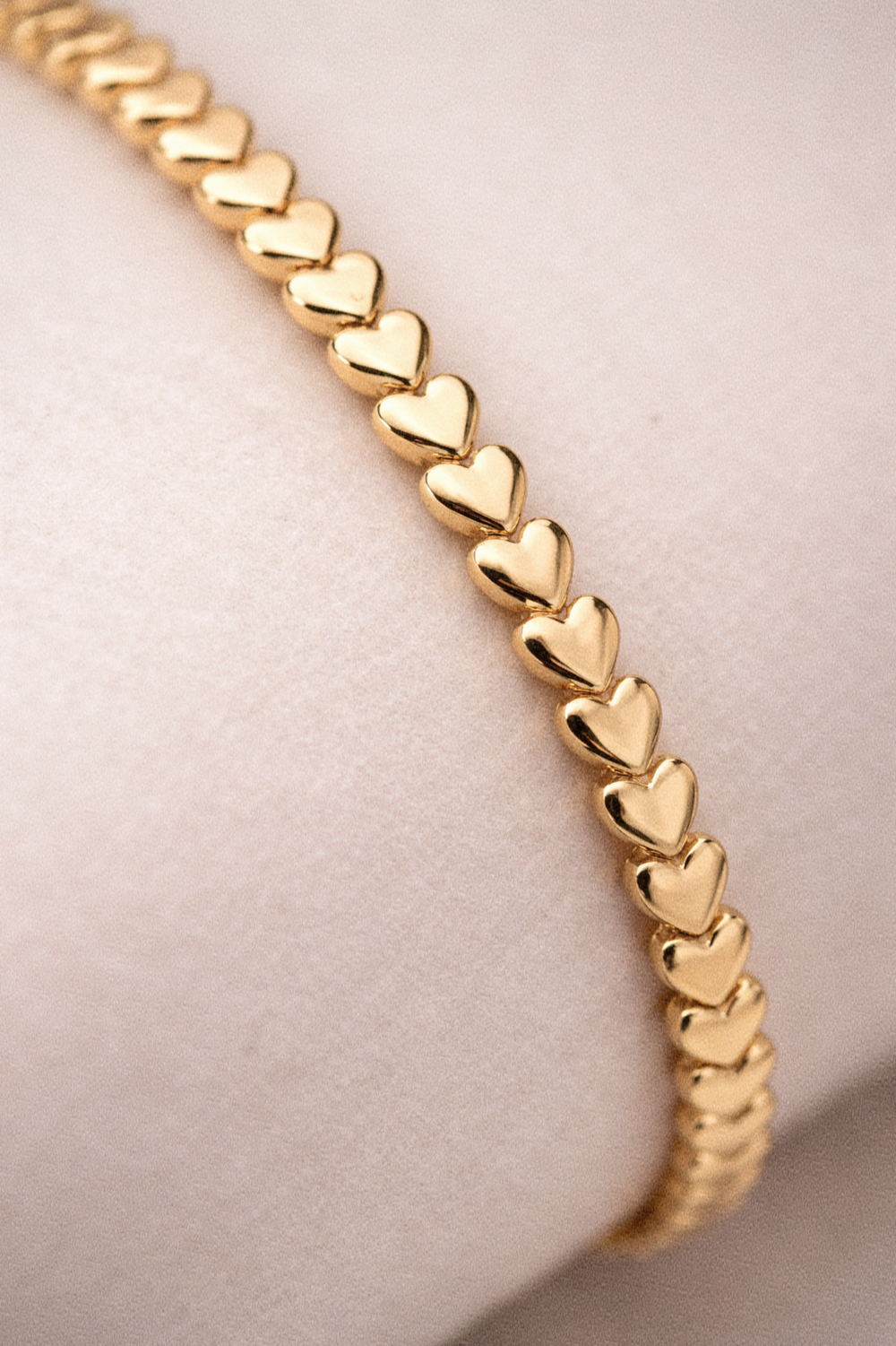 9ct Gold Plated 4mm Heart Link Bracelet