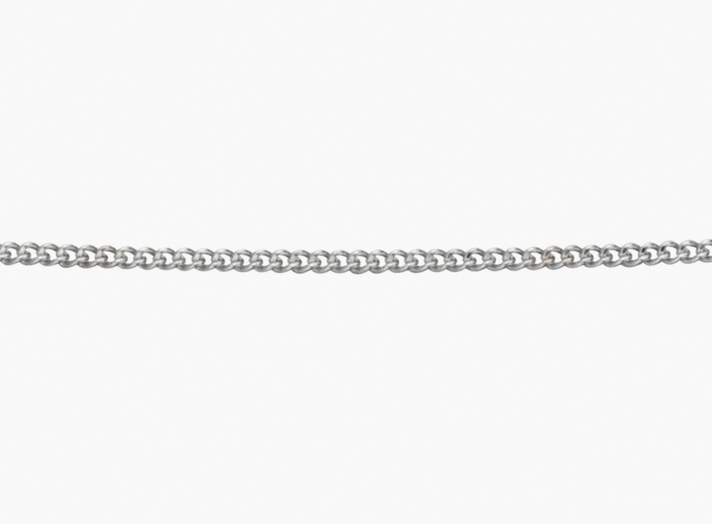 9ct White Gold 0.6mm Curb Chain - 46cm