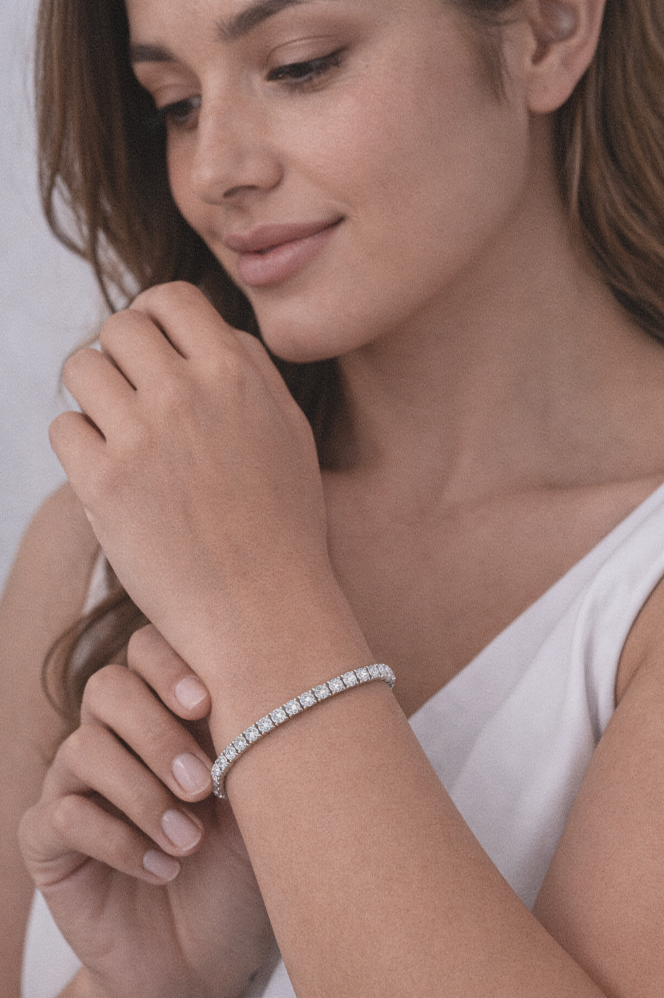 9ct White Gold 3.21ct Lab-Grown Diamond Tennis Bracelet