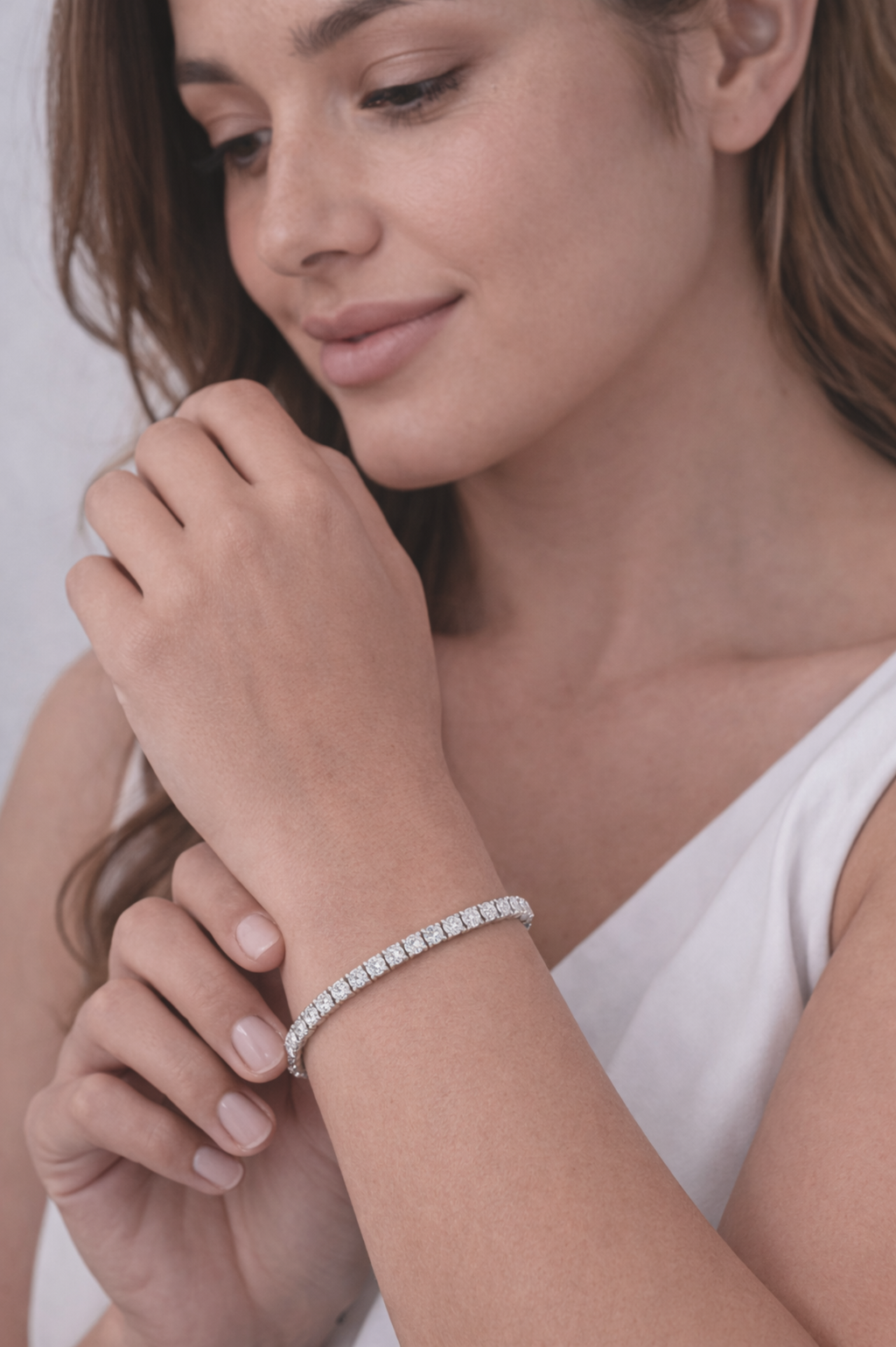 9ct White Gold 5.01ct Lab-Grown Diamond Tennis Bracelet