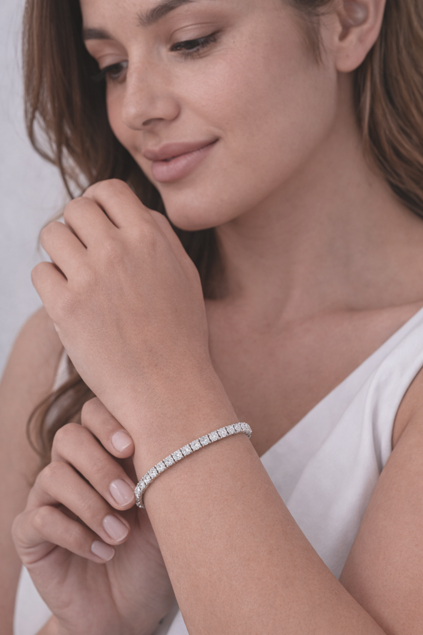 9ct White Gold 5.01ct Lab-Grown Diamond Tennis Bracelet
