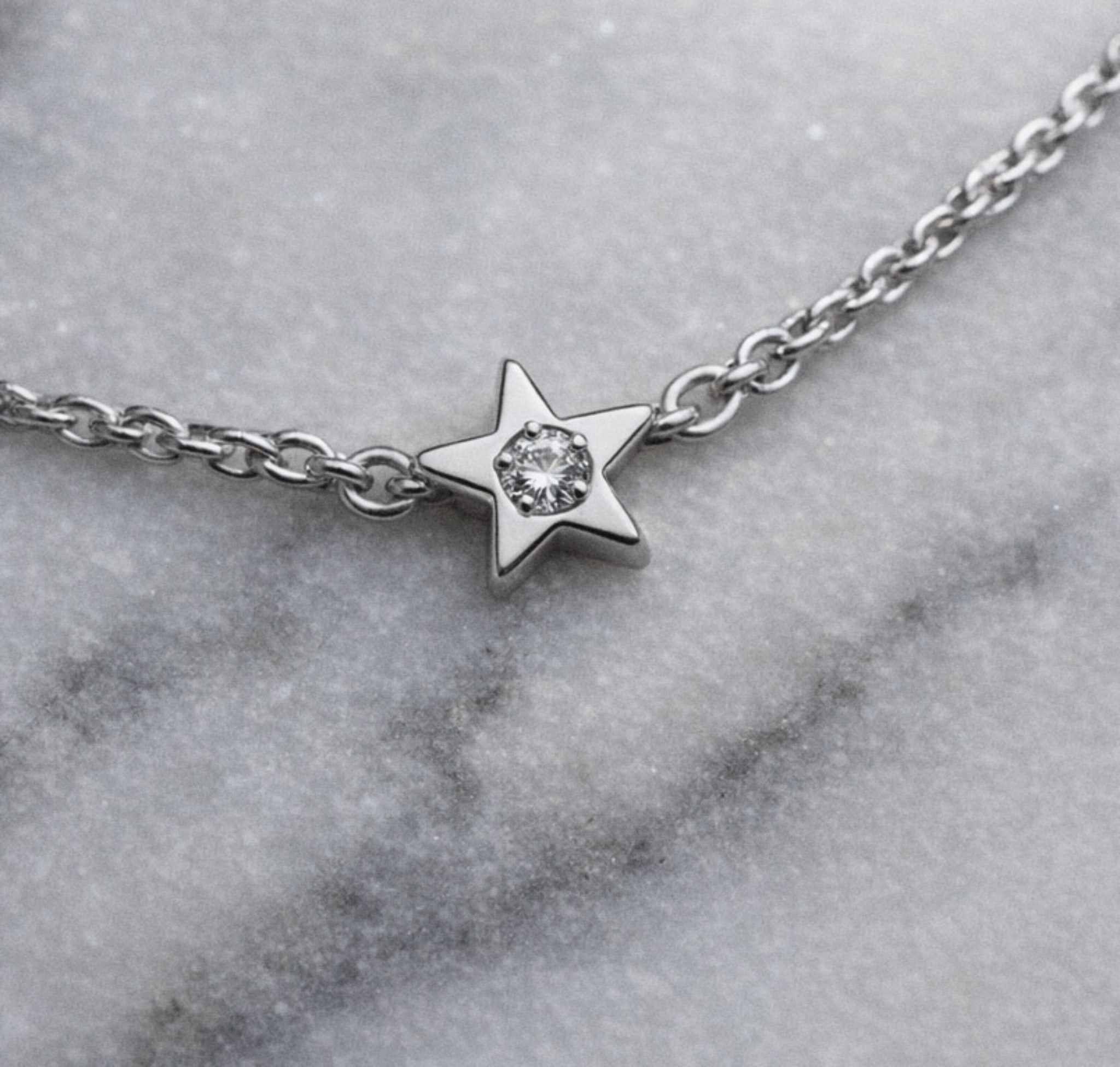 Star Station Necklace Sterling Silver and Diamond