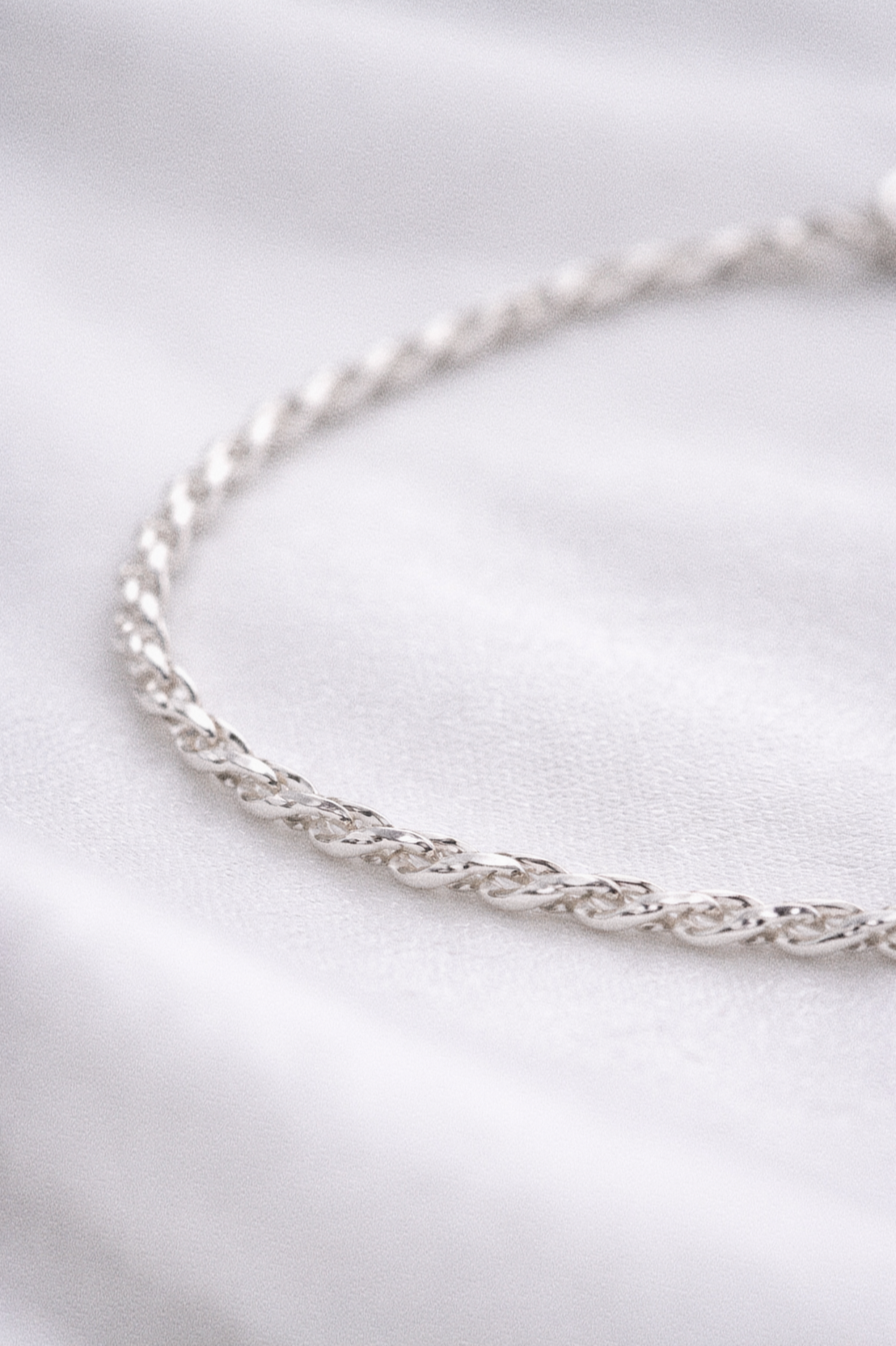 Sterling Silver Twisted Chain Charm Bracelet