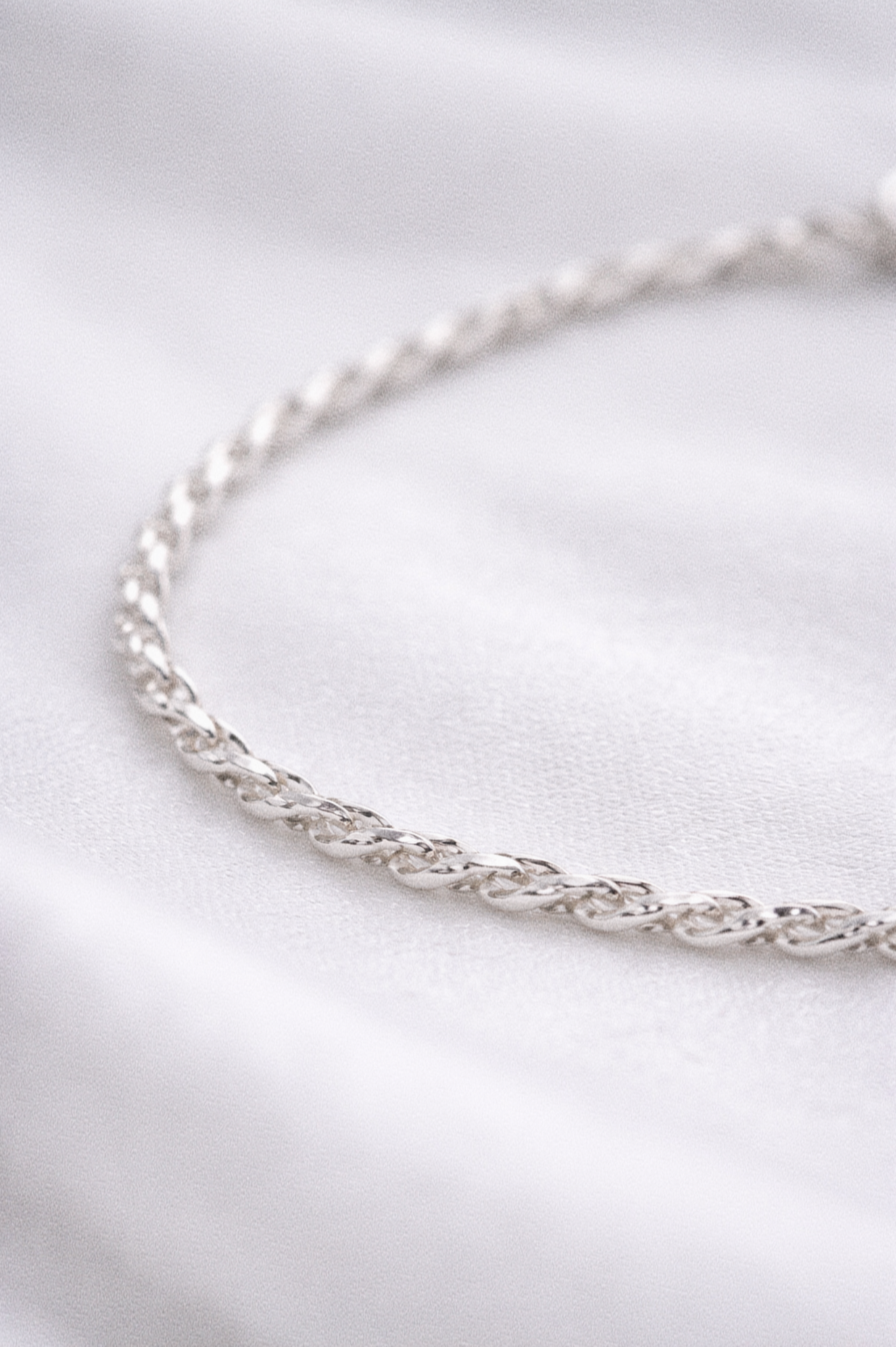Sterling Silver Twisted Chain Charm Bracelet
