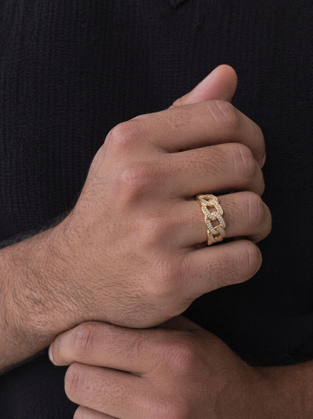 9ct Yellow Gold Interwoven CZ Men’s Ring – Bold Statement Design