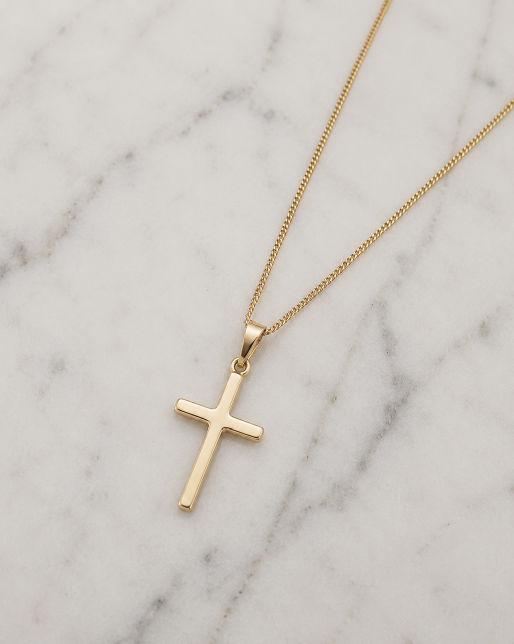 Medium Cross Pendant Necklace in 9ct Yellow Gold