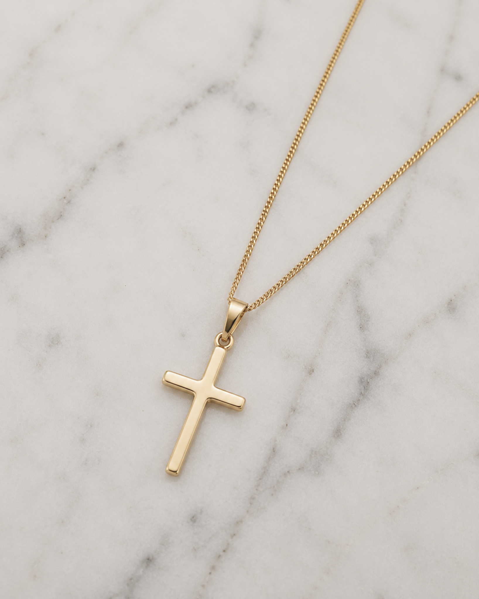Medium Cross Pendant Necklace in 9ct Yellow Gold