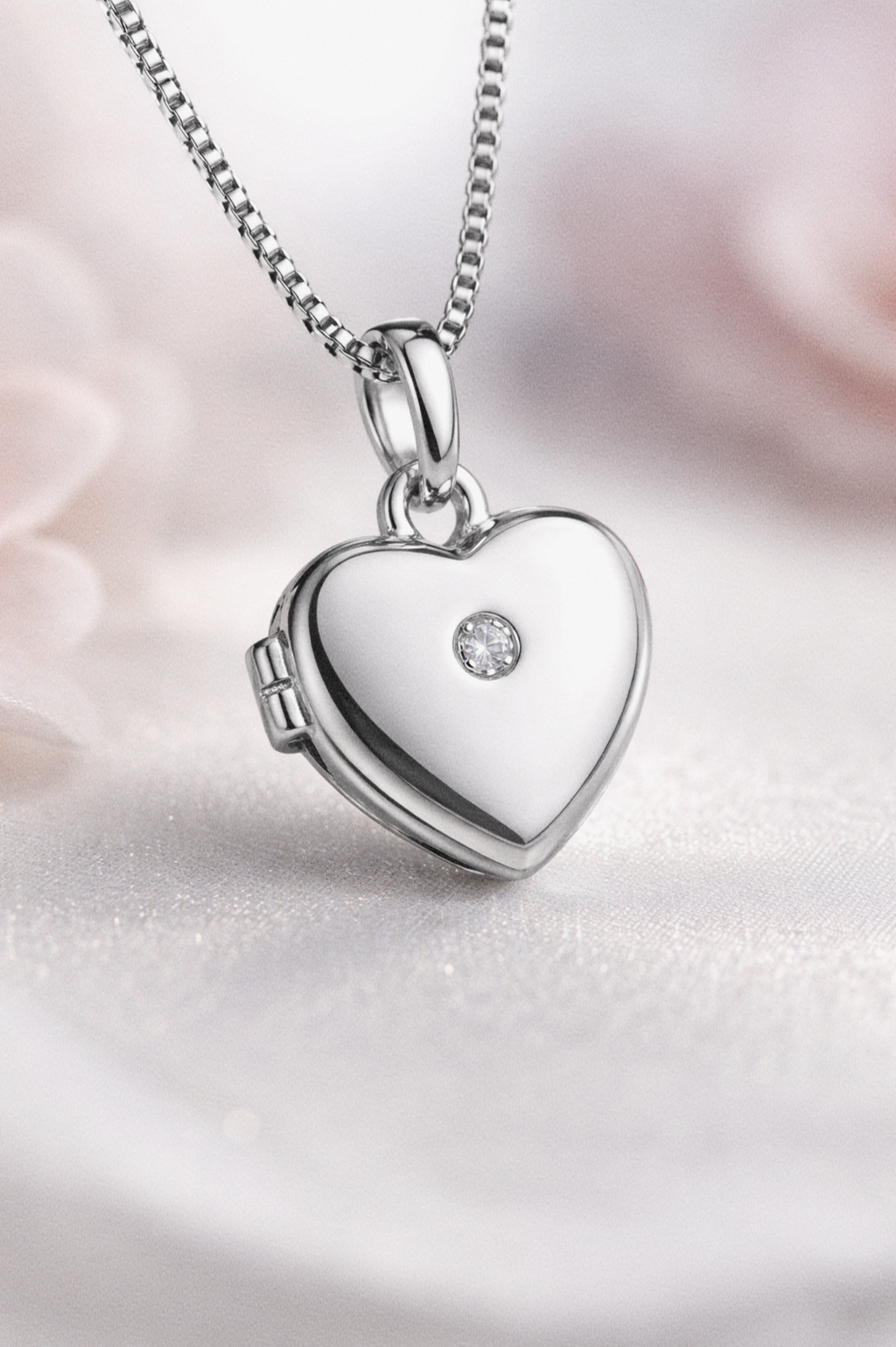 Heart Locket Pendant with Natural Diamond