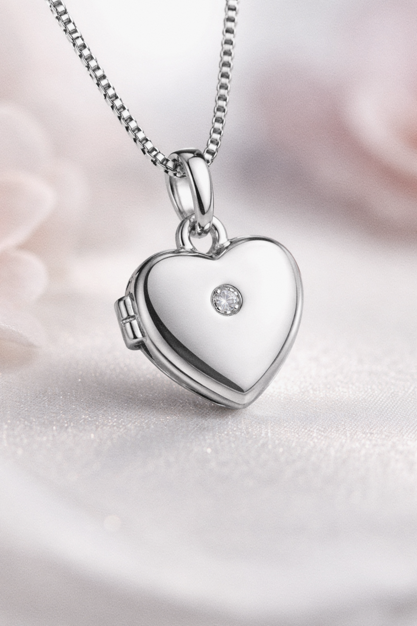 Heart Locket Pendant with Natural Diamond
