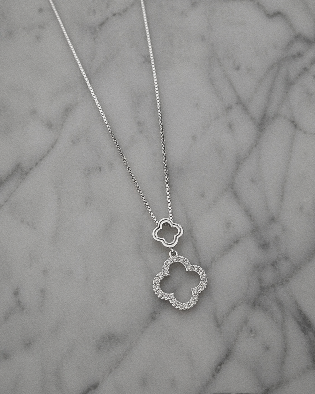 9ct White Gold 0.10ct Diamond Quatrefoil Pendant