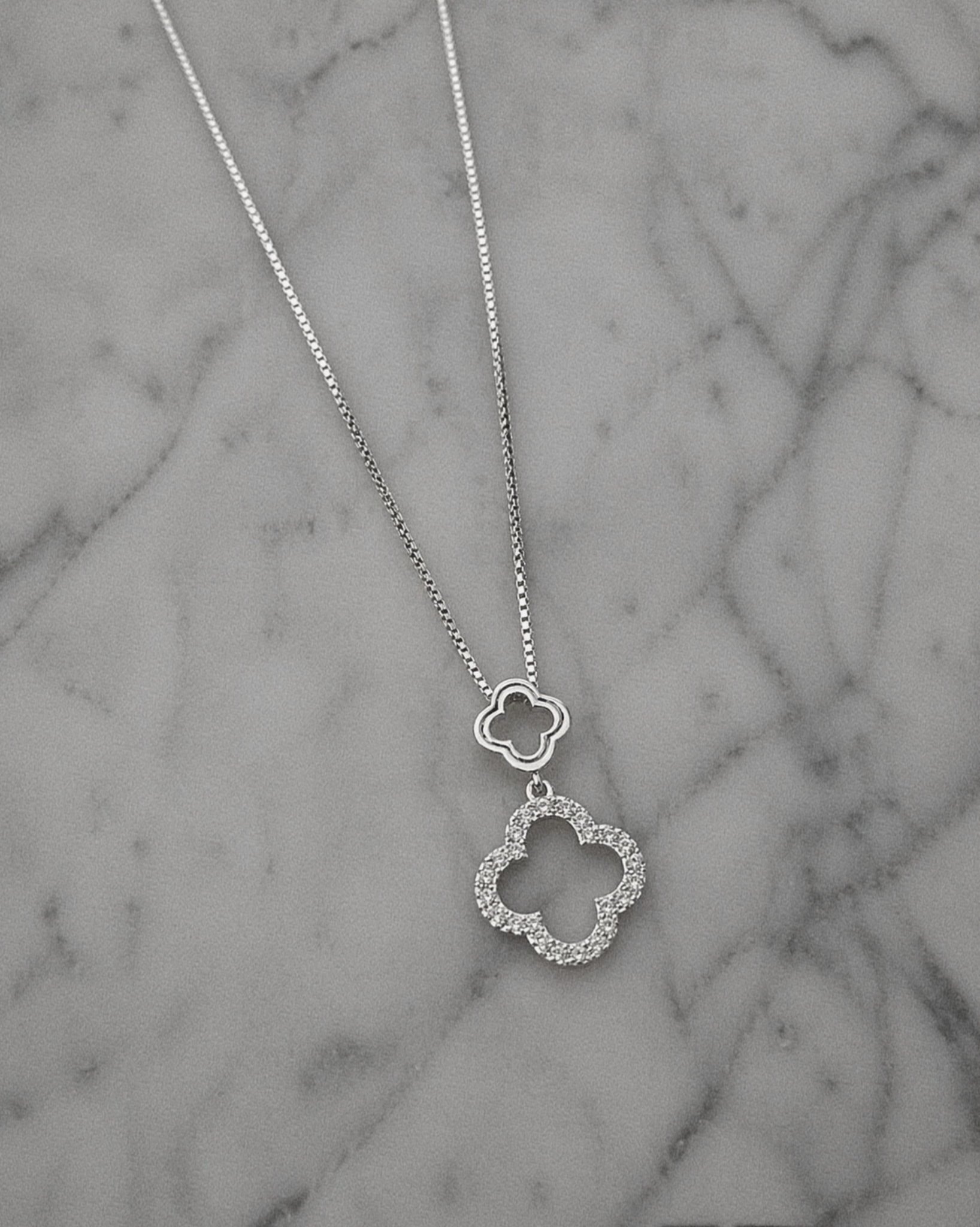 9ct White Gold 0.10ct Diamond Quatrefoil Pendant