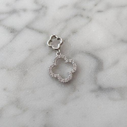 9ct White Gold Diamond Quatrefoil Pendant